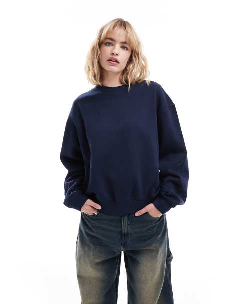 Weekday Essence sweatshirt in navy - view 1