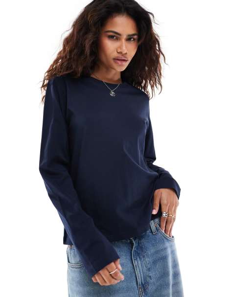 Weekday - Essence - T-shirt a maniche lunghe blu navy - view 1