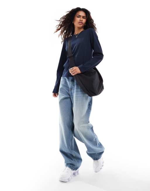 Weekday - Essence - T-shirt met lange mouwen in marineblauw, 3 van 4