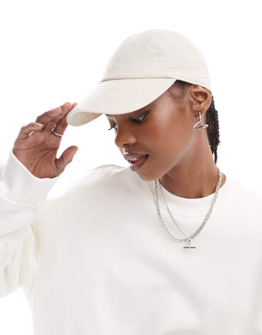 Weekday – Essential – Beige keps i linnemix