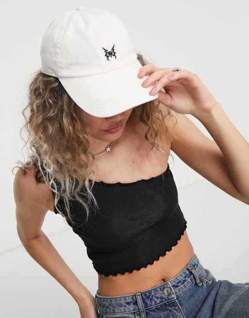 Weekday Essential cotton cap with butterfly embroidery