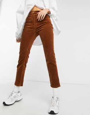 Weekday Eve organic cotton cord trousers in brown