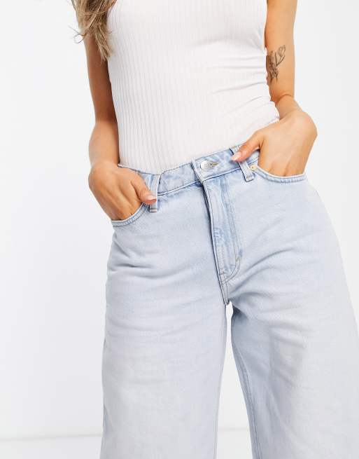 Weekday Expand cotton mid rise boyfriend jeans in fresh blue - MBLUE, 4 of 4