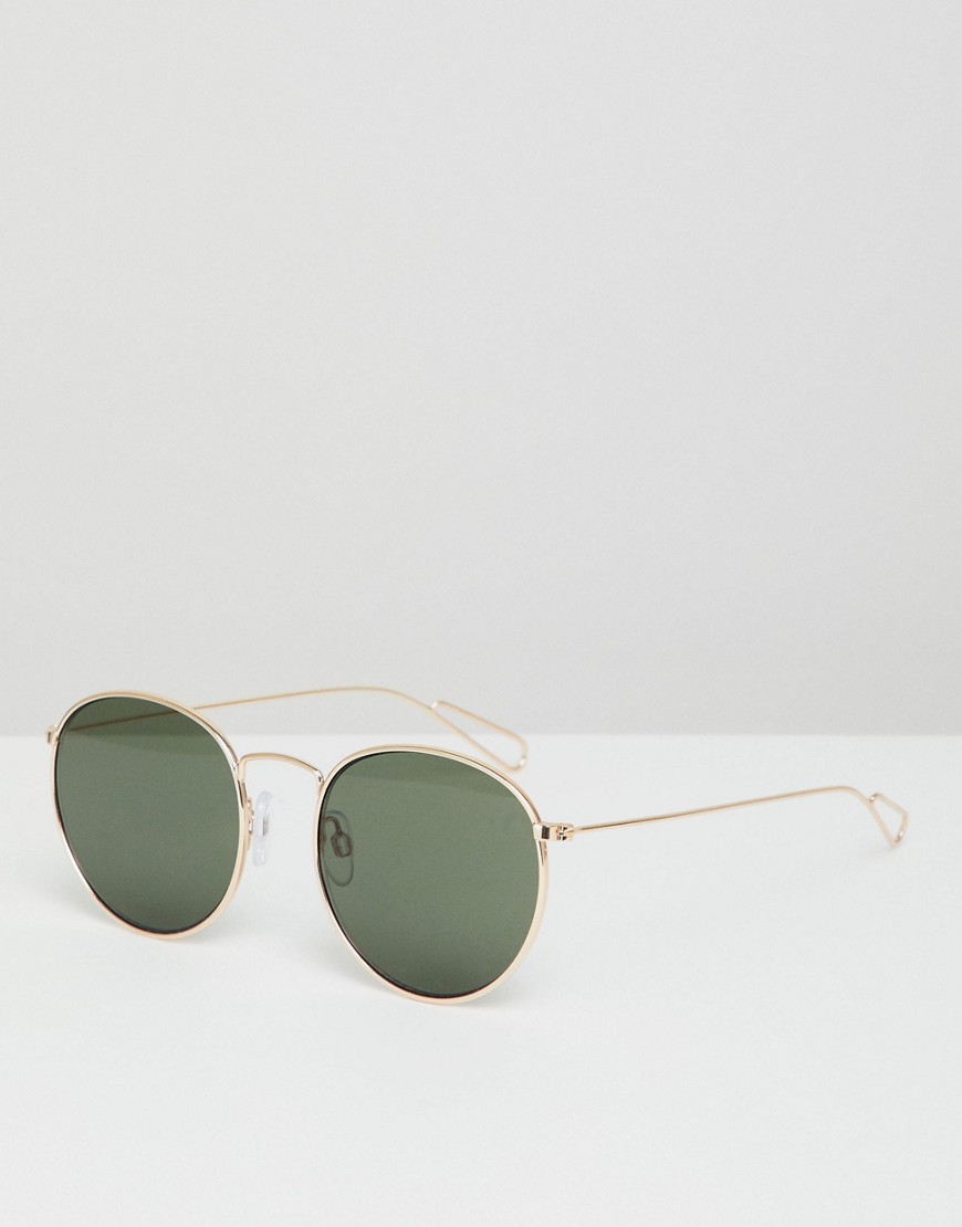 Weekday Explore Metal Round Sunglasses In Gold