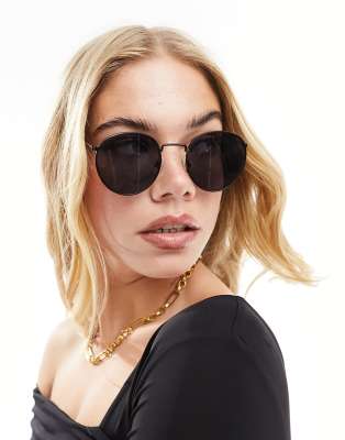 Weekday Explore Round Sunglasses In Black