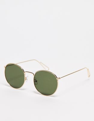 Weekday Explore rounded sunglasses in gold - ASOS Price Checker