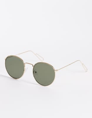 Weekday - Explore - Runde Sonnenbrille in Gold-Goldfarben