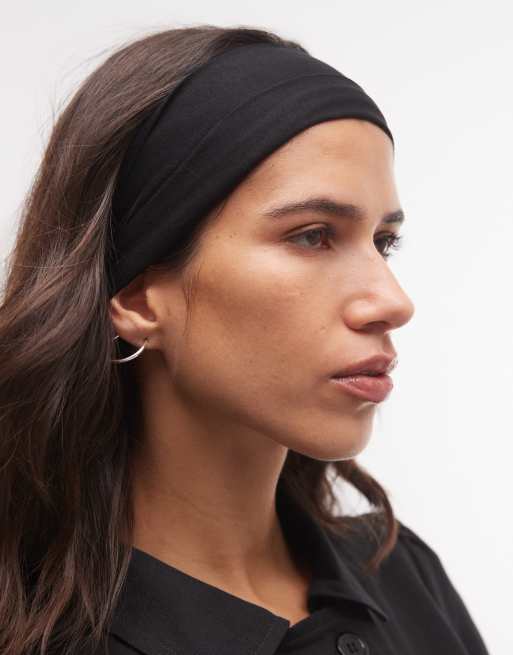 Weekday extra breites Jersey-Stirnband im 2er-Pack in Schwarz und Taupe, 3 von 3