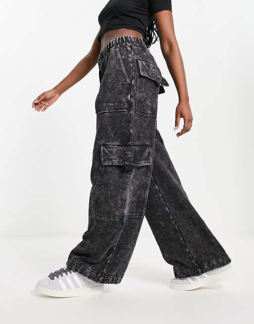 Weekday Extra co-ord cargo joggers in washed black