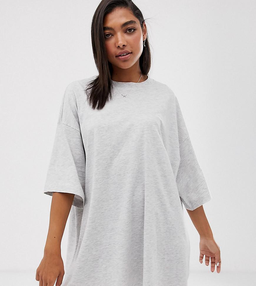 Weekday - Extra grote T-shirt jurk in gemêleerd grijs