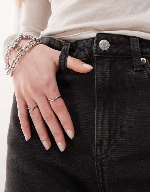 Denim Shorts Black Socks And Shorts Weekday Eya High Rise Denim