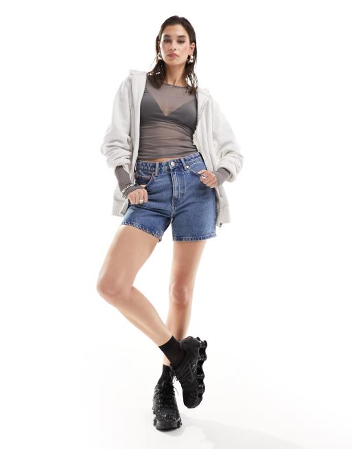 Weekday Eya high waisted denim shorts in 90s blue | ASOS