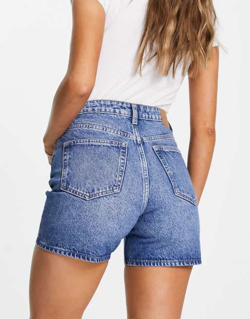 Weekday – Eya – Niebieskie szorty jeansowe bermudy z wysokim stanem, 2 z 4