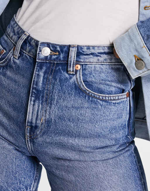 Weekday – Eya – Niebieskie szorty jeansowe bermudy z wysokim stanem, 3 z 4