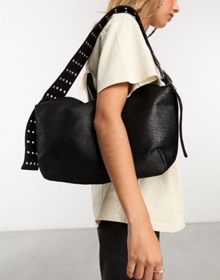 Weekday eyelet strap handbag in black