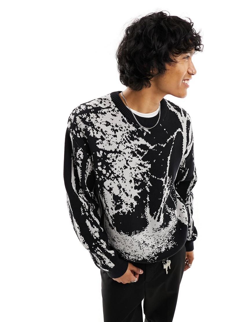 Weekday Fabian jumper with graphic jacquard in black