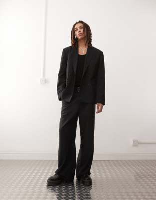 Weekday Fabio Fitted Double Breasted Blazer In Black