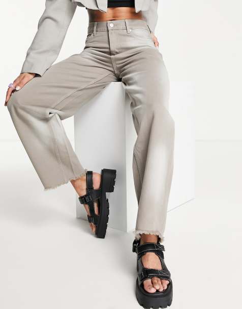 Weekday Faith wide leg  jeans in sand