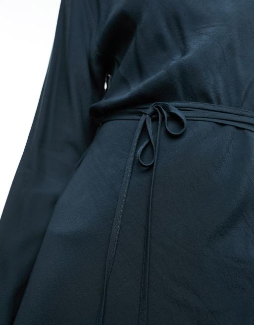 Weekday - Farah - Robe courte avec dos ouvert et liens à la taille - Bleu foncé, 3 de 4