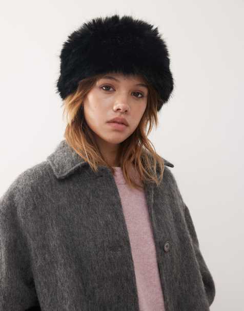 Weekday - Fascia per capelli in pelliccia sintetica nera - view 1