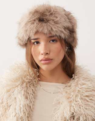 Weekday Faux Fur Headband In Brown