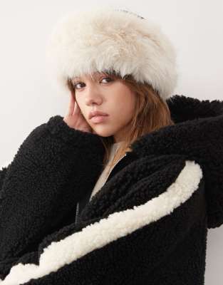 Weekday Weekday faux fur headband in off-white