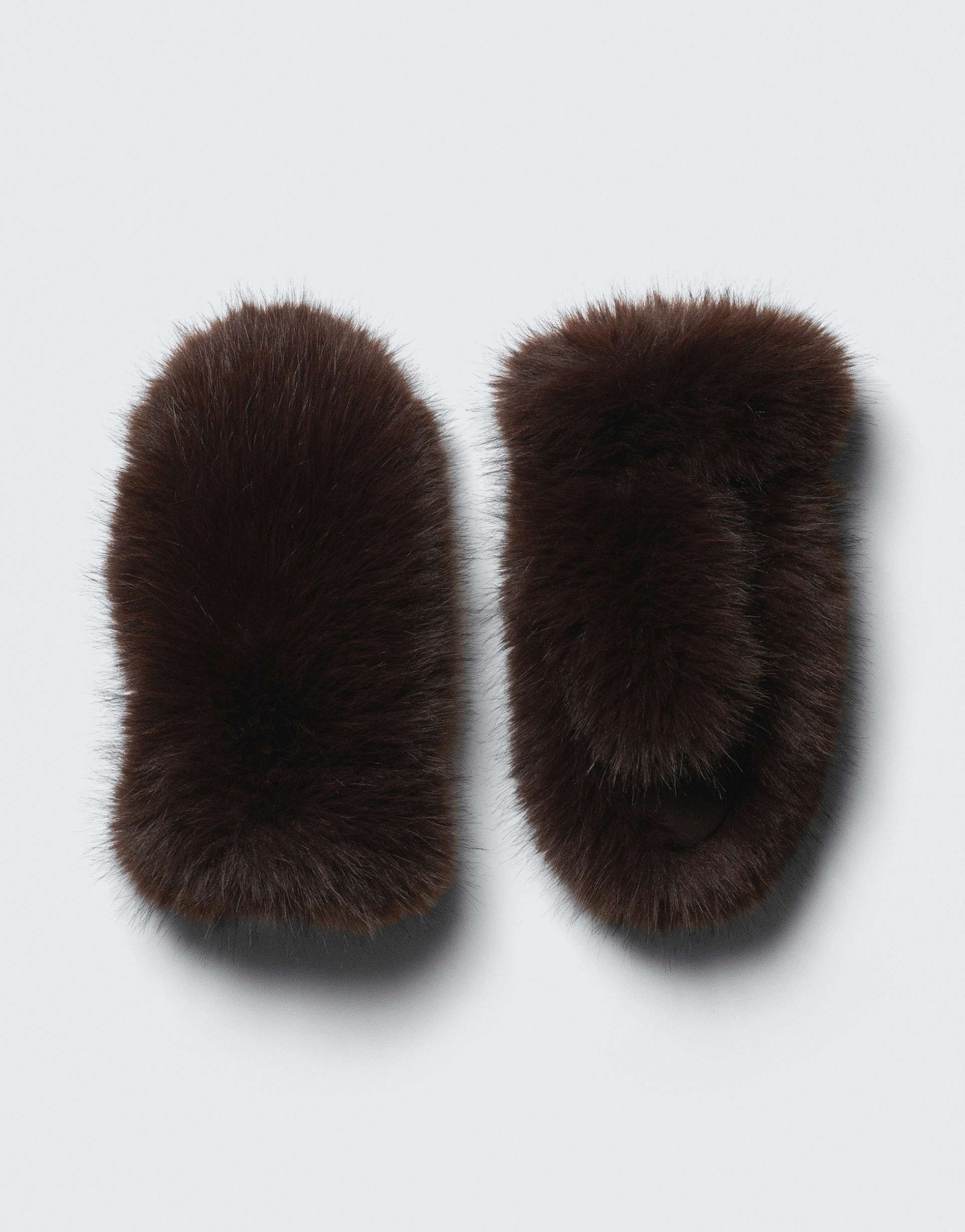 weekday faux fur mittens in dark brown