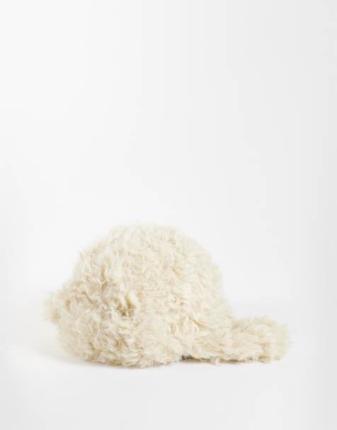 Weekday faux fur trapper hat in cream - view 1
