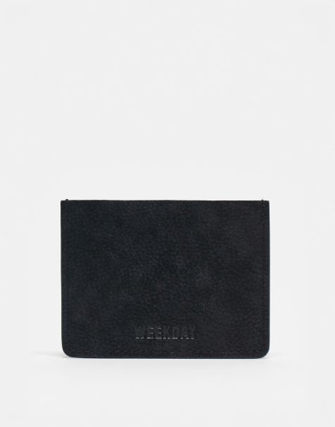 Weekday faux suede card holder in black - view 1