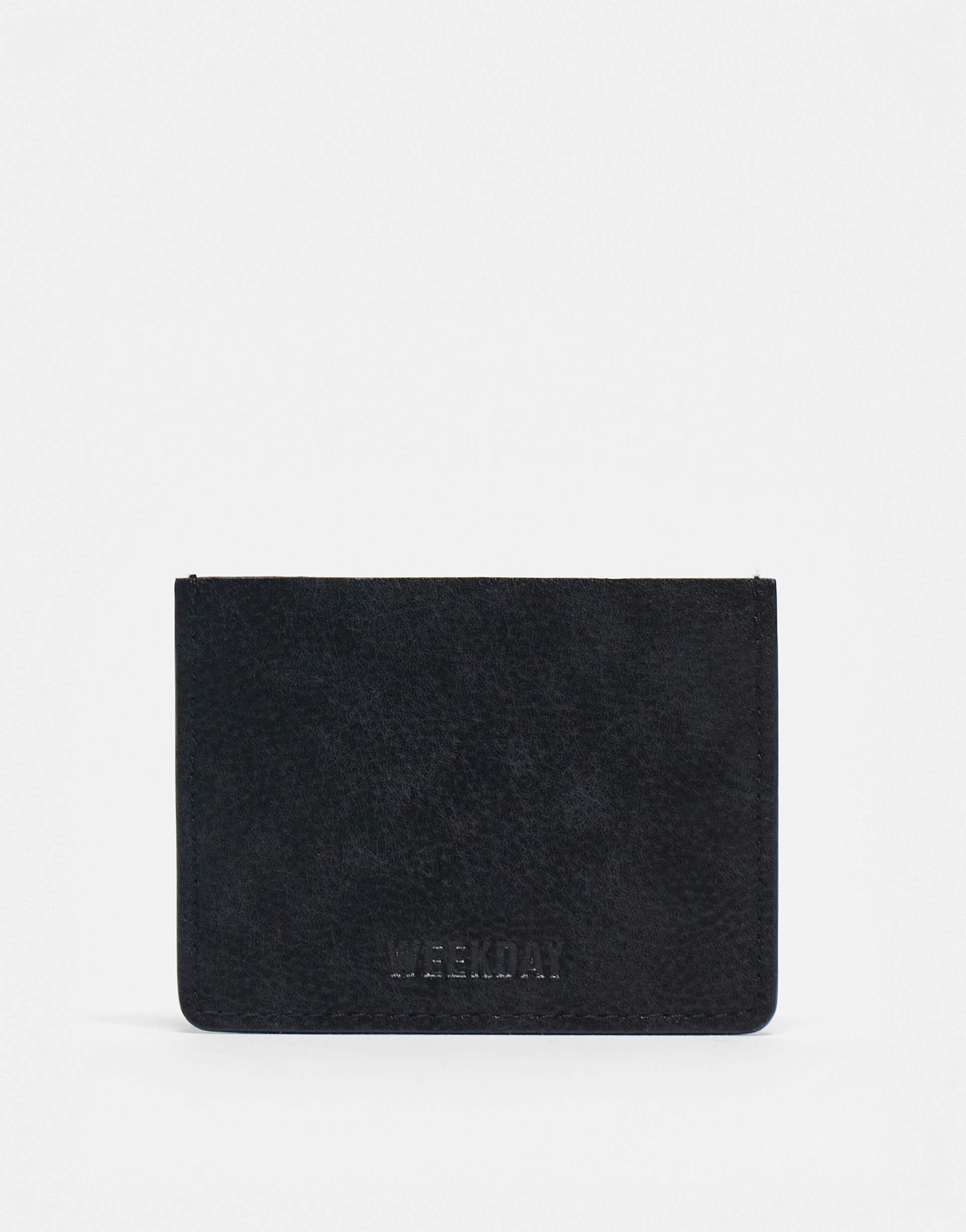 weekday faux suede card holder in black