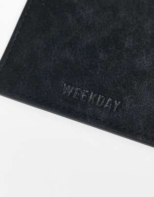 Weekday Faux Suede Card Holder In Black
