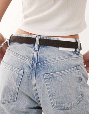 Weekday Faux Suede Slim Belt In Brown