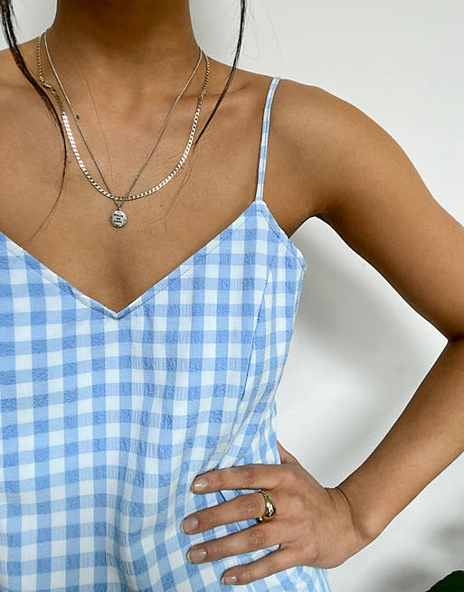 Dresses Weekday Fawn mini cami dress in blue gingham 