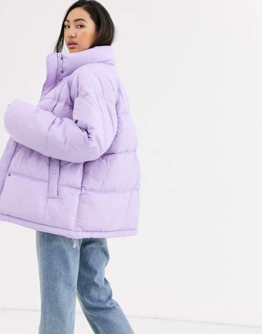 Weekday Felicity puffer jacket in lilac