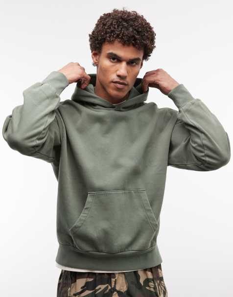 Weekday - Felpa con cappuccio squadrata oversize verde scuro - view 1