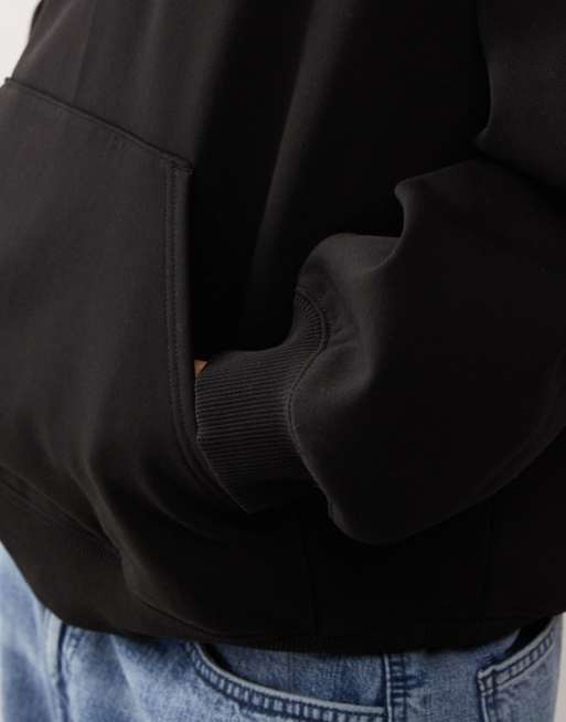 Weekday - Felpa oversize pesante in jersey nera con cappuccio, 4 di 4