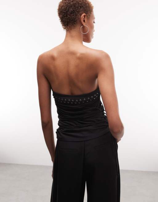 Weekday festival bandeau top with strap detail in black , 4 of 4
