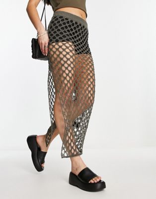 Weekday festival midi skirt in light khaki - ASOS Price Checker
