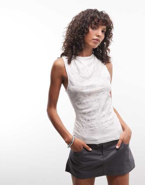 Weekday festival tank top with mystical horse graphic print in off-white - view 1