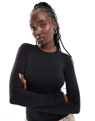 Weekday Slim Fit Long Sleeve T-shirt In Black In Black
