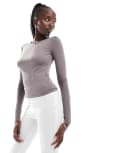 [Weekday] Weekday Fine long sleeve t-shirt in mole-Grey L Mole