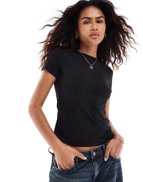 Weekday - Fine - T-shirt in zwart - view 1