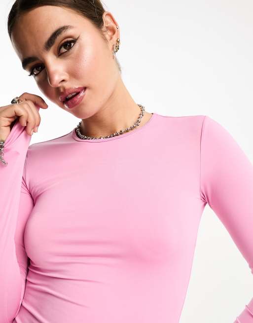 Weekday - Fine - Top met lange mouwen en stretch in roze