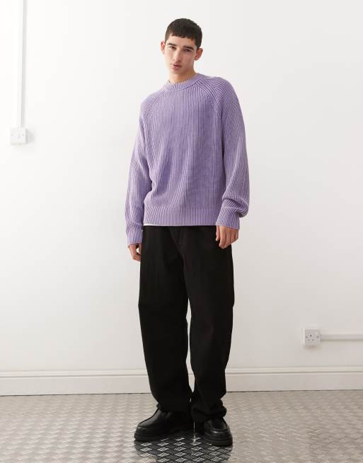 Weekday – Fioletowy sprany sweter dzianinowy o luźnym kroju, 2 z 5