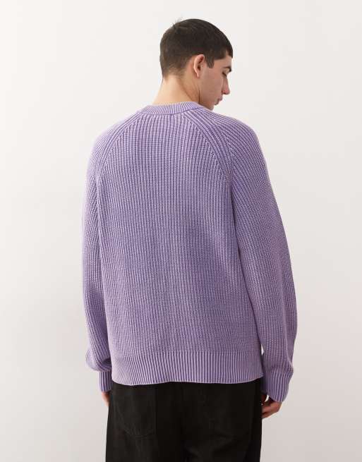 Weekday – Fioletowy sprany sweter dzianinowy o luźnym kroju, 3 z 5