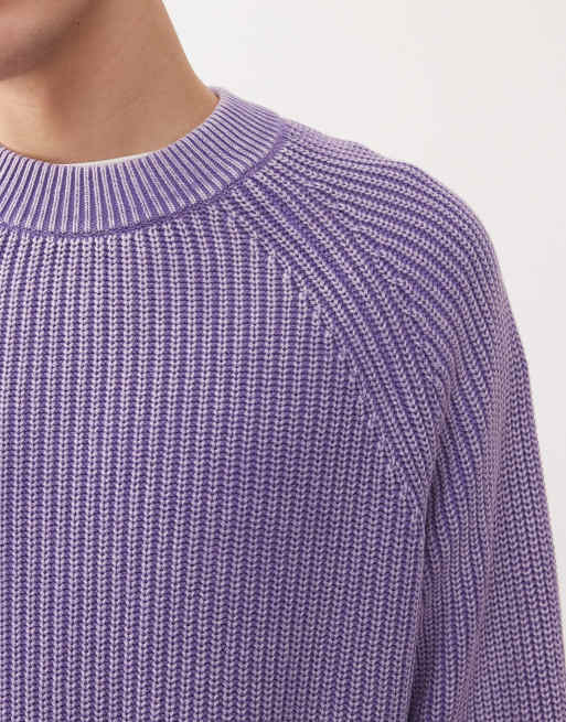 Weekday – Fioletowy sprany sweter dzianinowy o luźnym kroju, 5 z 5