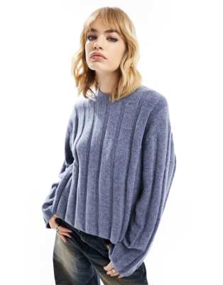Weekday Weekday Fiona chunky knit jumper in dusty blue melange