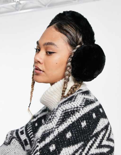 Weekday Fiona faux fur earmuffs in black