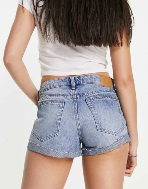 Super low store rise denim shorts