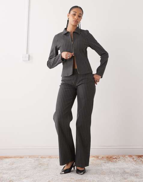 Weekday fitted co-ord in dark grey pinstripe - view 1